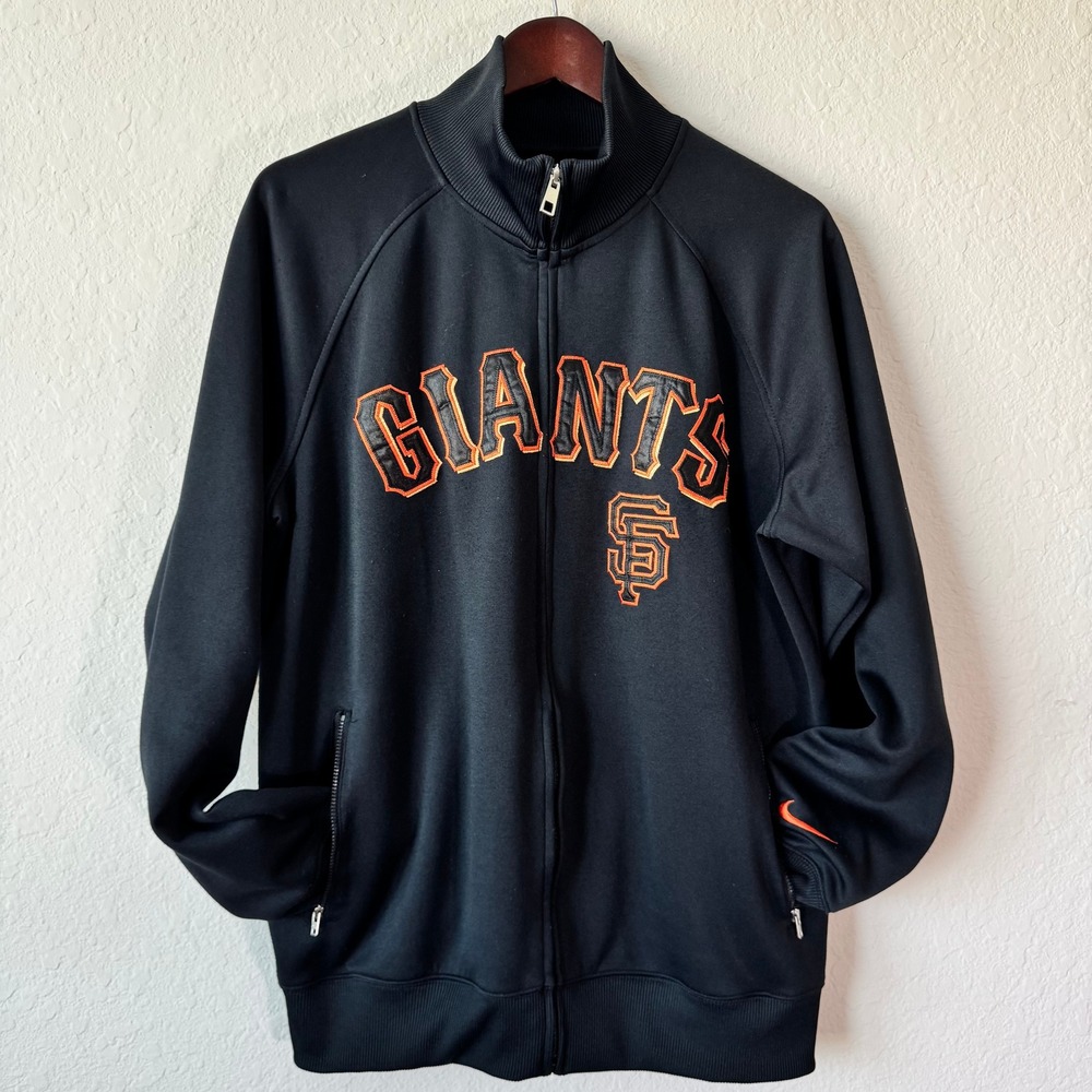 Nike San Francisco Giants MLB Track Jacket Black Orange Full Zip Mens L